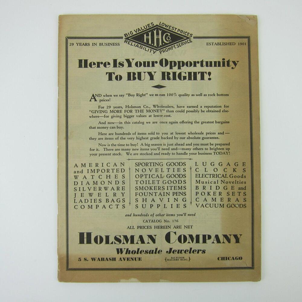 Holsman Company Jeweler Catalog Chicago Illinois Partial 48 pages Vintage 1930